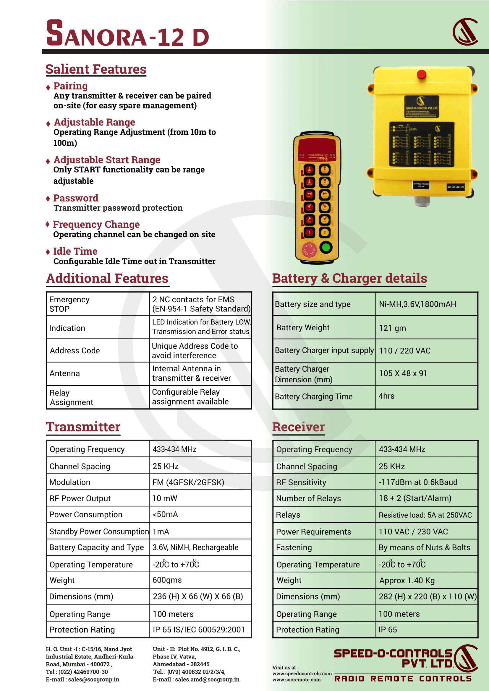 SANORA-12 D-1 Sanora 12D Radio remote Control System Catalogue