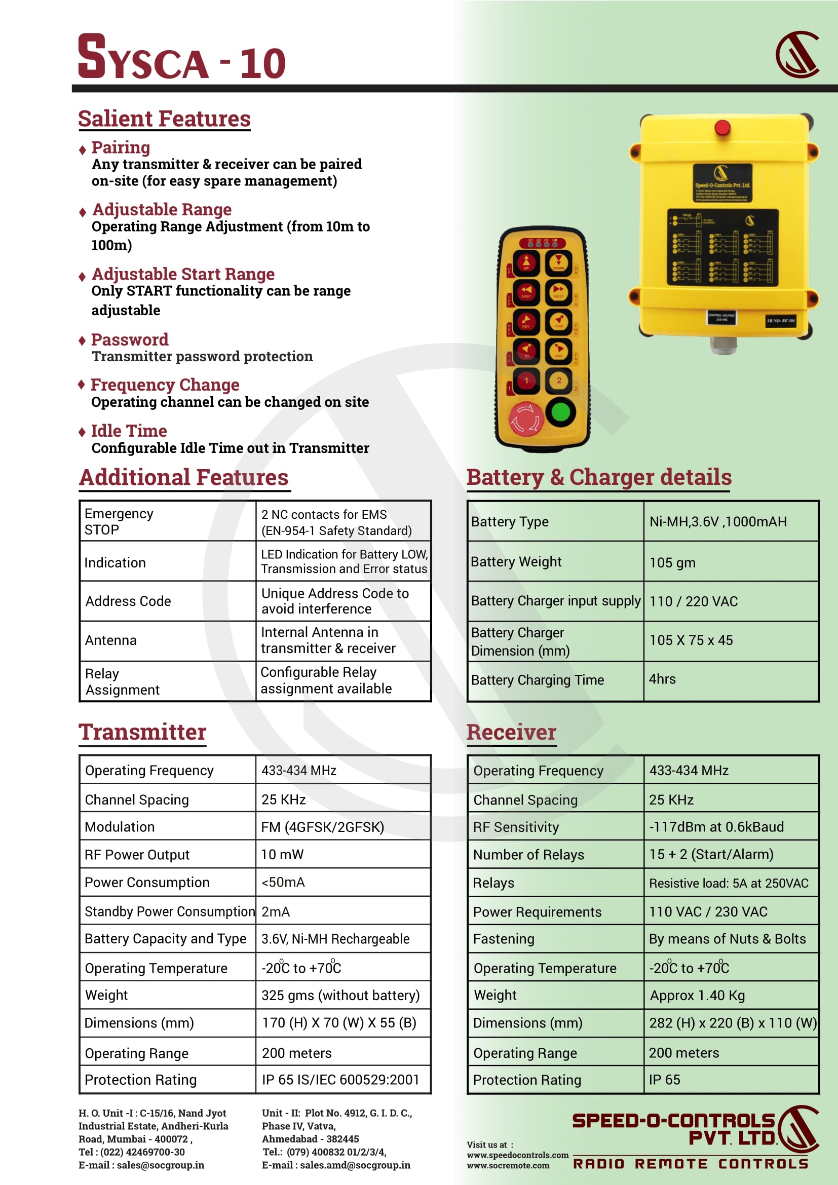 Sysca 10D Radio remote Control System Catalogue